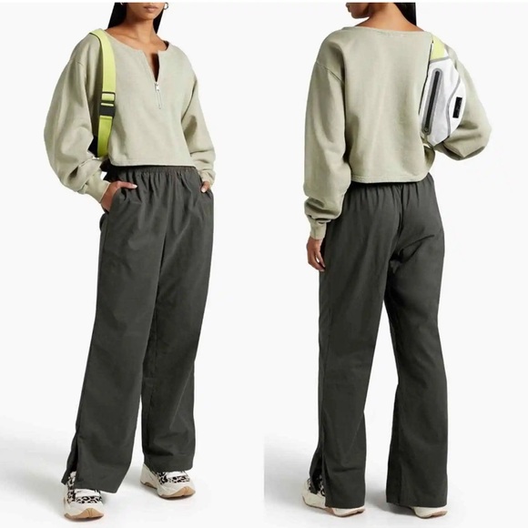 GOOD AMERICAN Cropped cotton-fleece half-zip sweatshirt . NWT - Picture 2 of 7